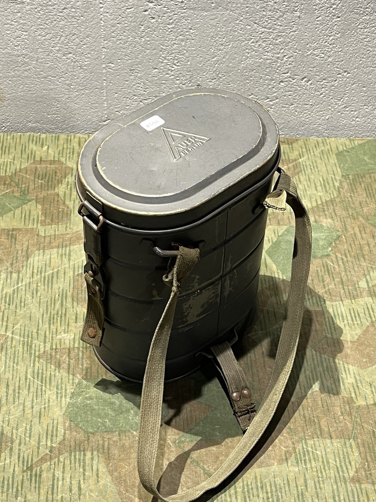 Original WW2 German Luftschutz Civil Gas Mask Canister Marked Auer