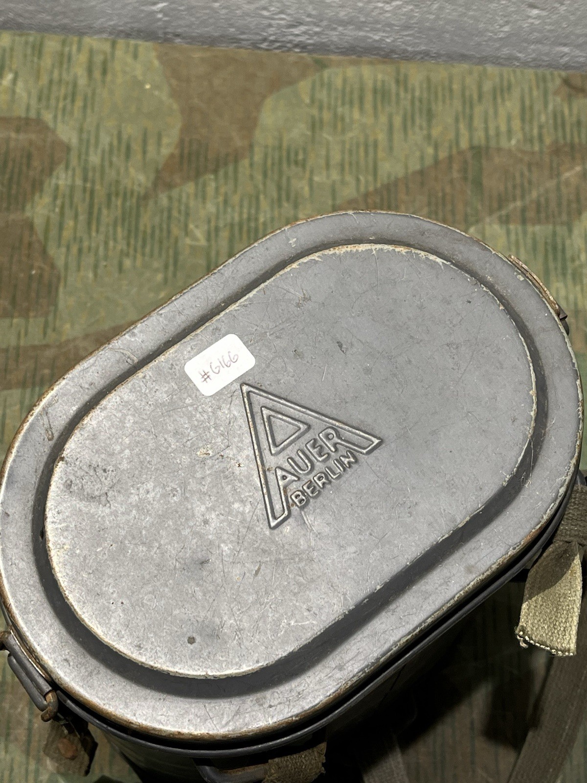 Original WW2 German Luftschutz Civil Gas Mask Canister Marked Auer - Image 2