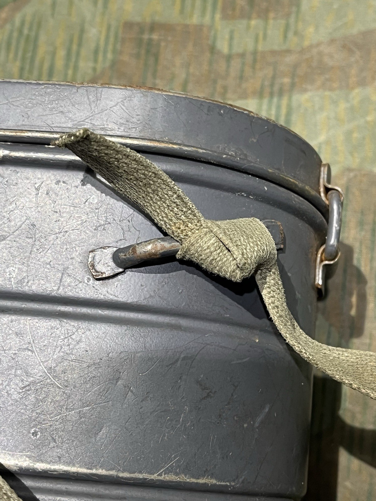 Original WW2 German Luftschutz Civil Gas Mask Canister Marked Auer - Image 6