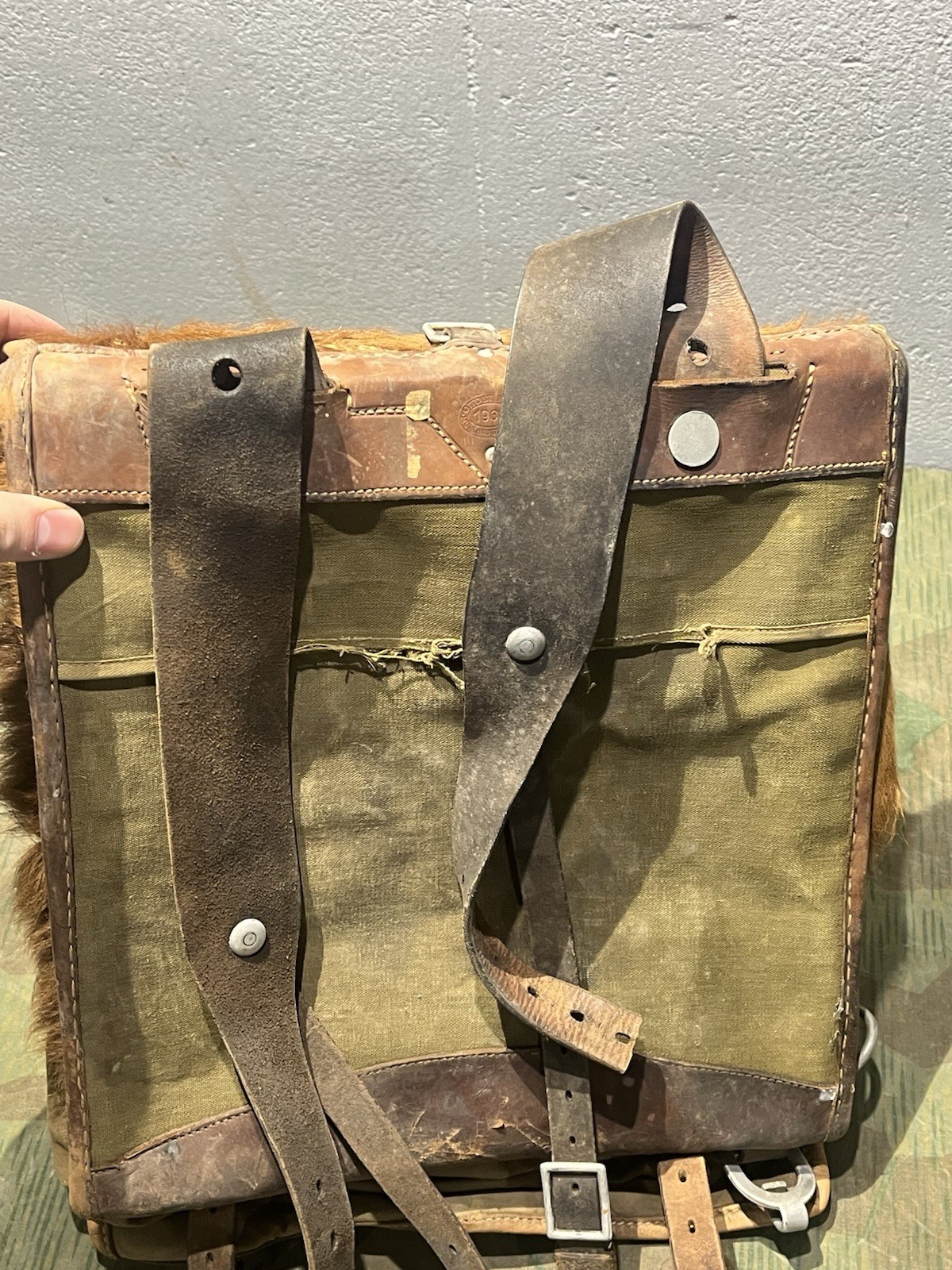Original WW2 German Uniform M34 Pony Fur Tornister Backpack Marked 1942 RAD - Image 6