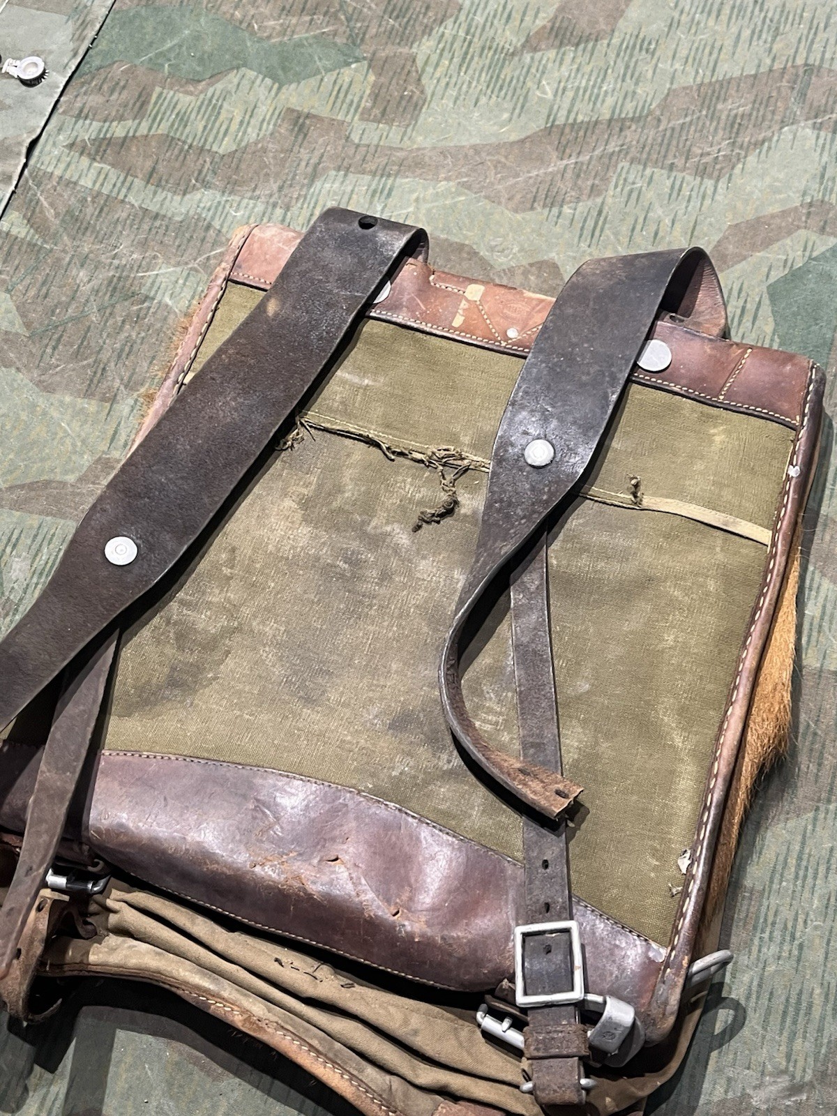 Original WW2 German Uniform M34 Pony Fur Tornister Backpack Marked 1942 RAD - Image 10