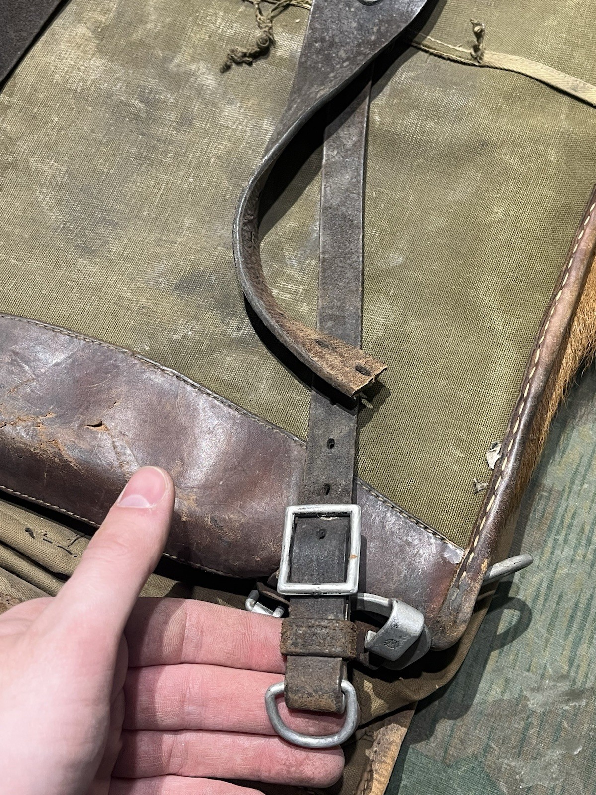 Original WW2 German Uniform M34 Pony Fur Tornister Backpack Marked 1942 RAD - Image 12