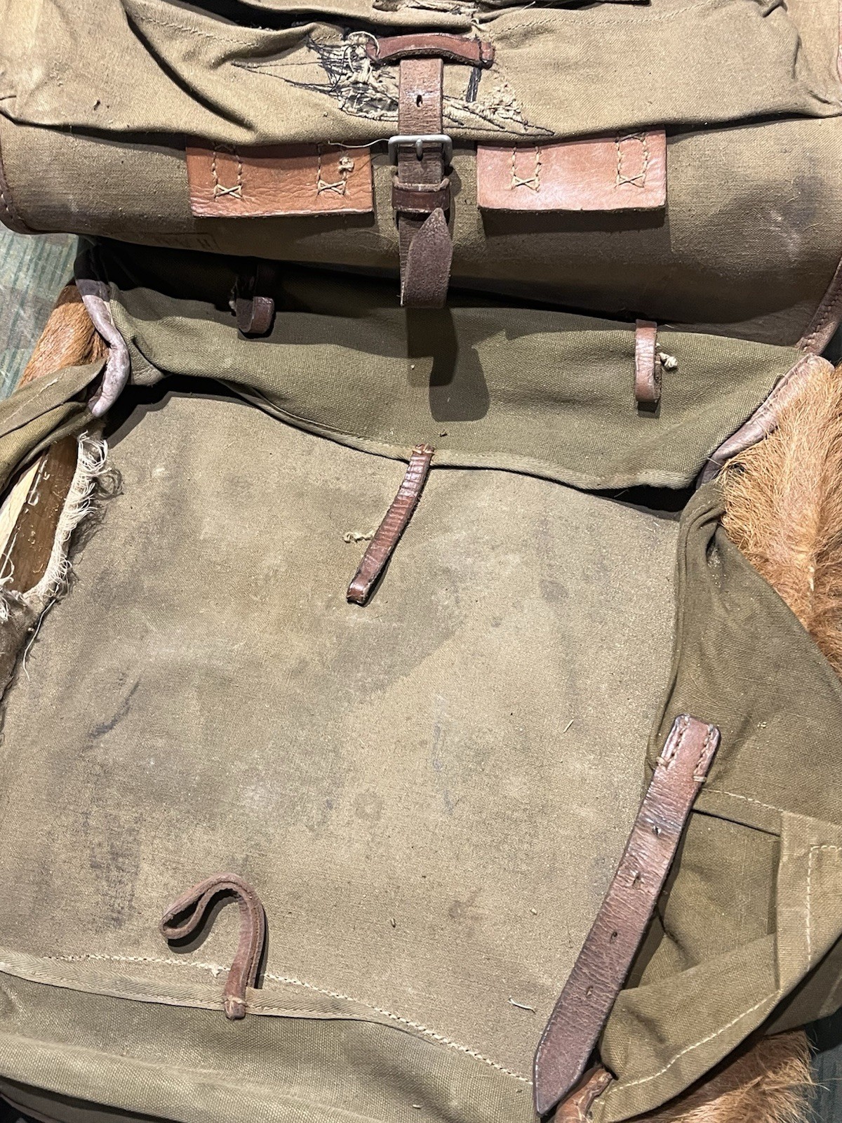Original WW2 German Uniform M34 Pony Fur Tornister Backpack Marked 1942 RAD - Image 17