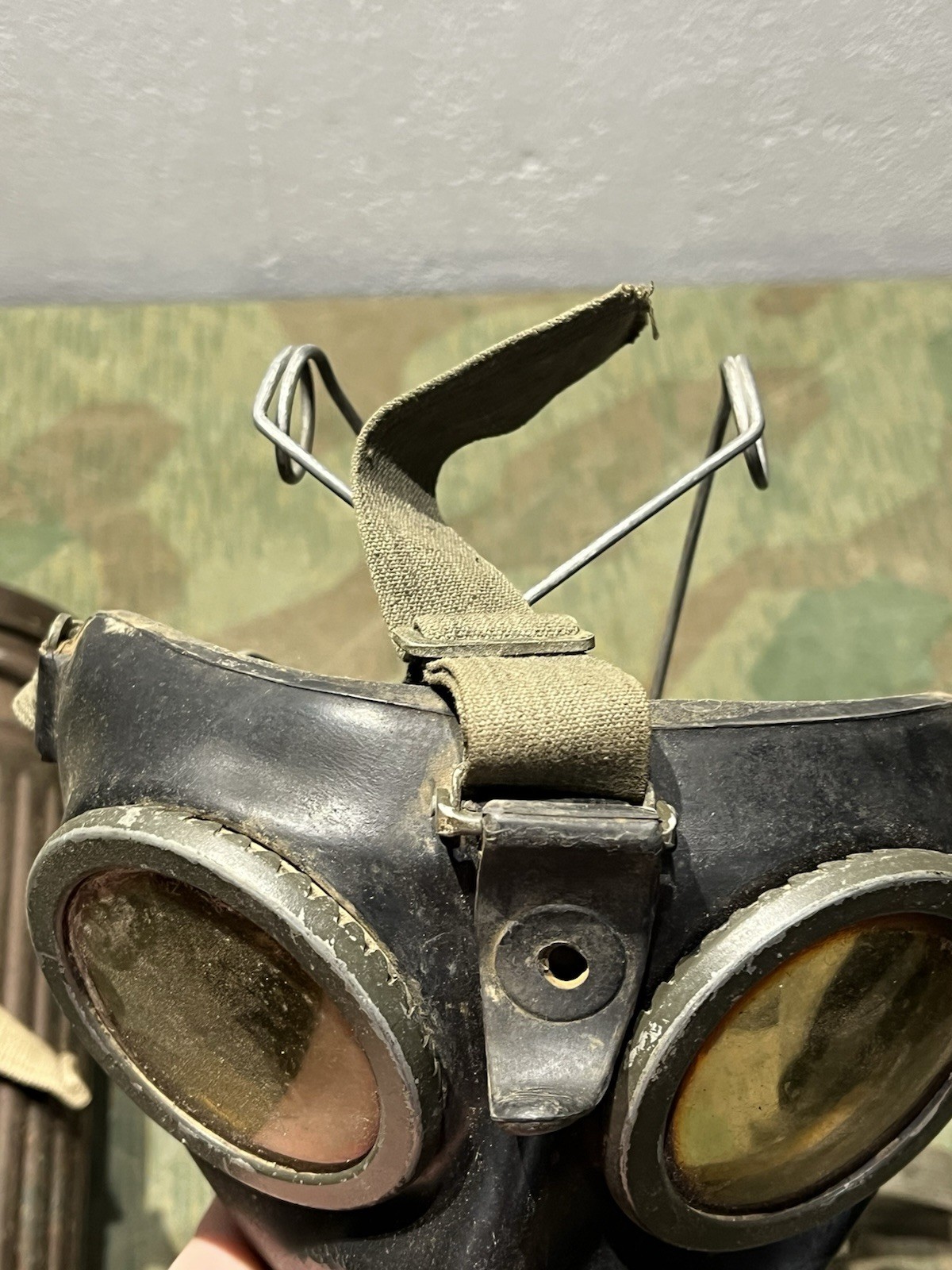 Original WW2 German GM38 Gas Mask, Filter, & Canister Marked AGO 1943 - Image 5
