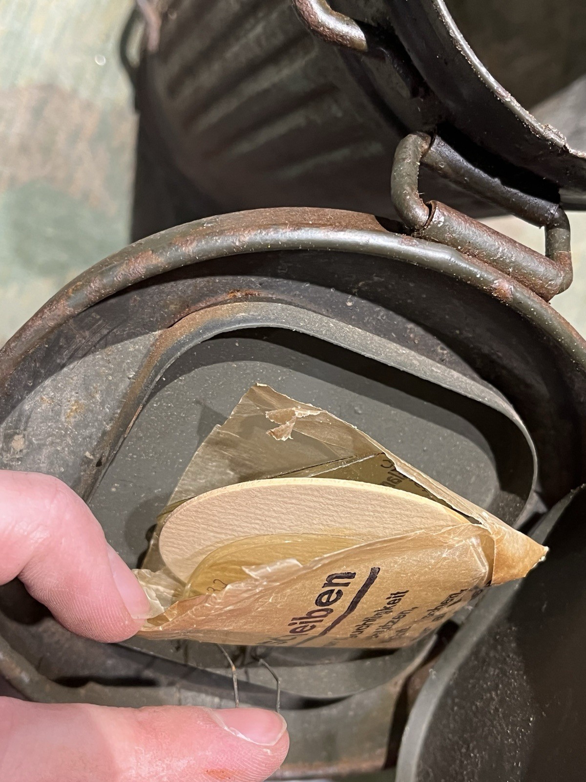 Original WW2 German GM38 Gas Mask, Filter, & Canister Marked AGO 1943 - Image 23