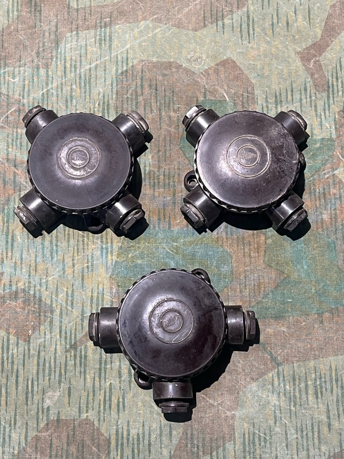 WW2 German / French Original Bunker Bakelite Electrical Junction Boxes
