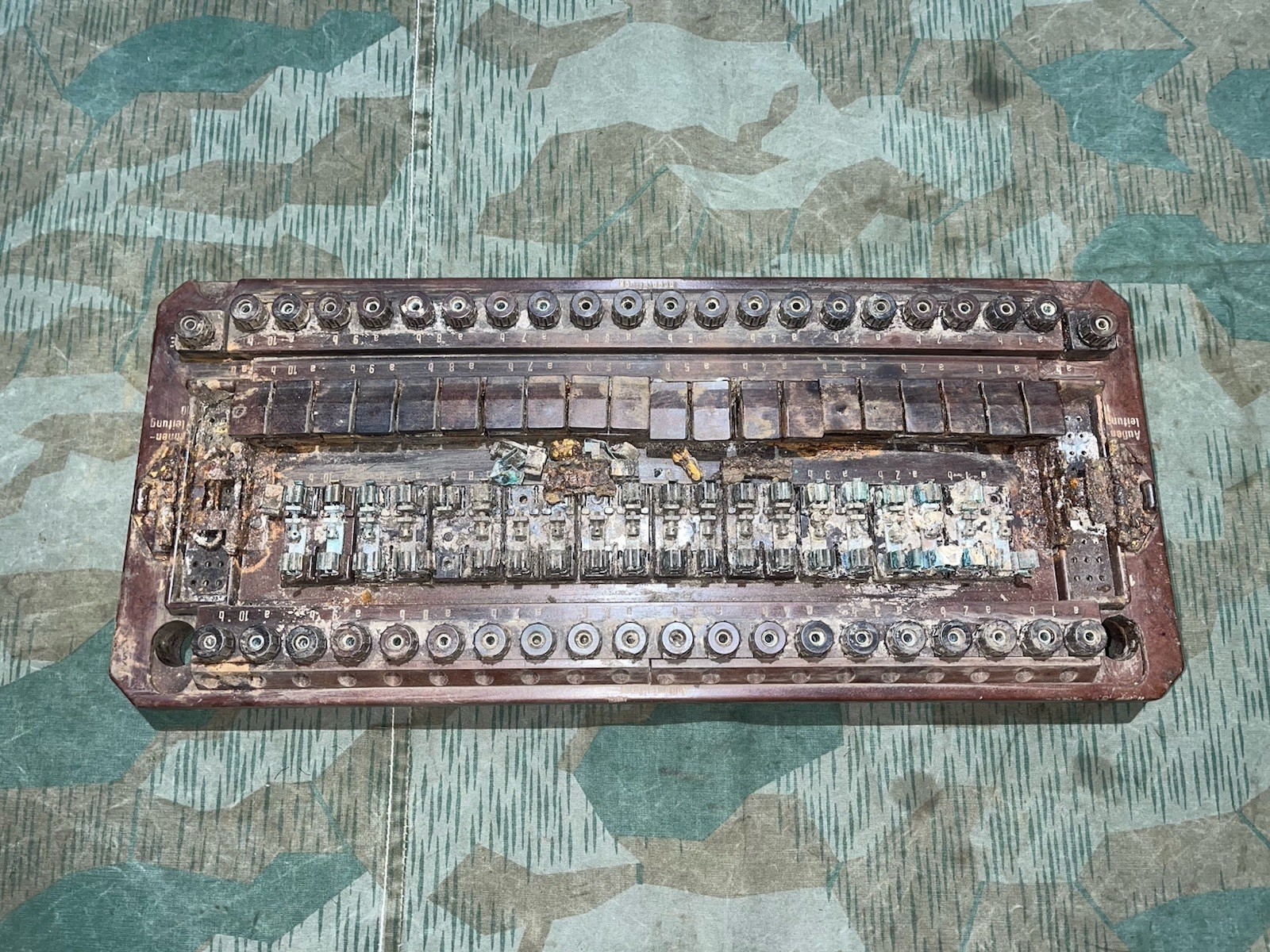 Original WW2 German Field Telephone / 10 Line Switchboard High Voltage Protection Board