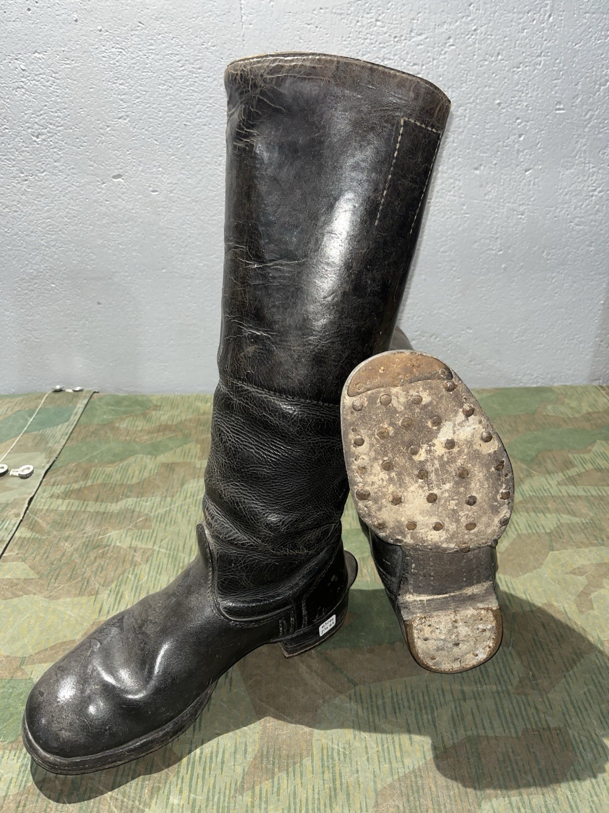 Size 8.5 Original WW2 German Uniform Combat / Marching Jack Boots W/ Hobnails