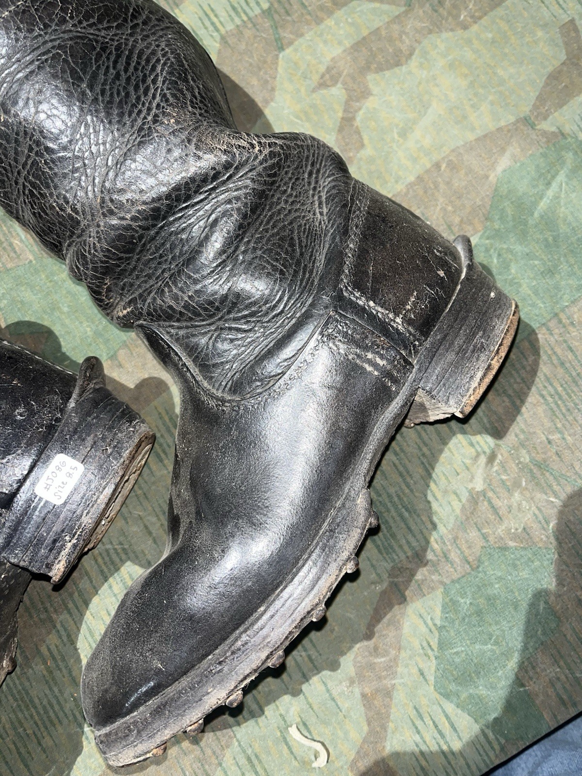 Size 8.5 Original WW2 German Uniform Combat / Marching Jack Boots W/ Hobnails - Image 4