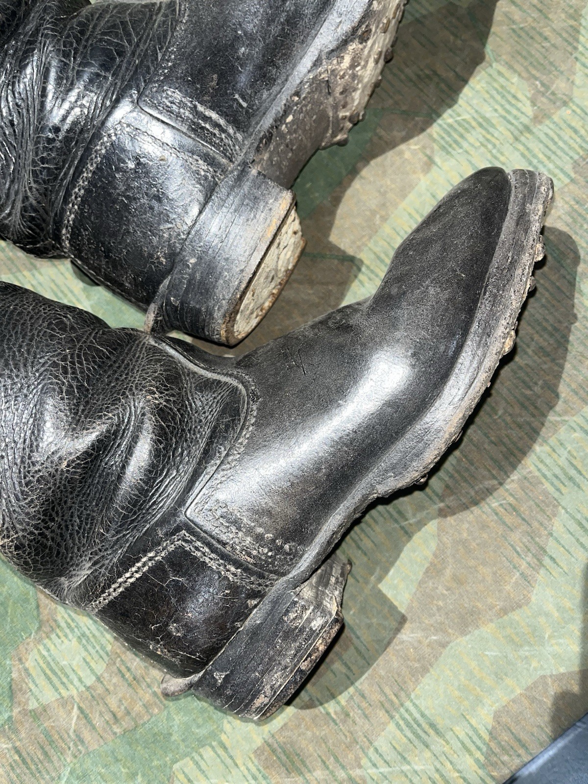 Size 8.5 Original WW2 German Uniform Combat / Marching Jack Boots W/ Hobnails - Image 8
