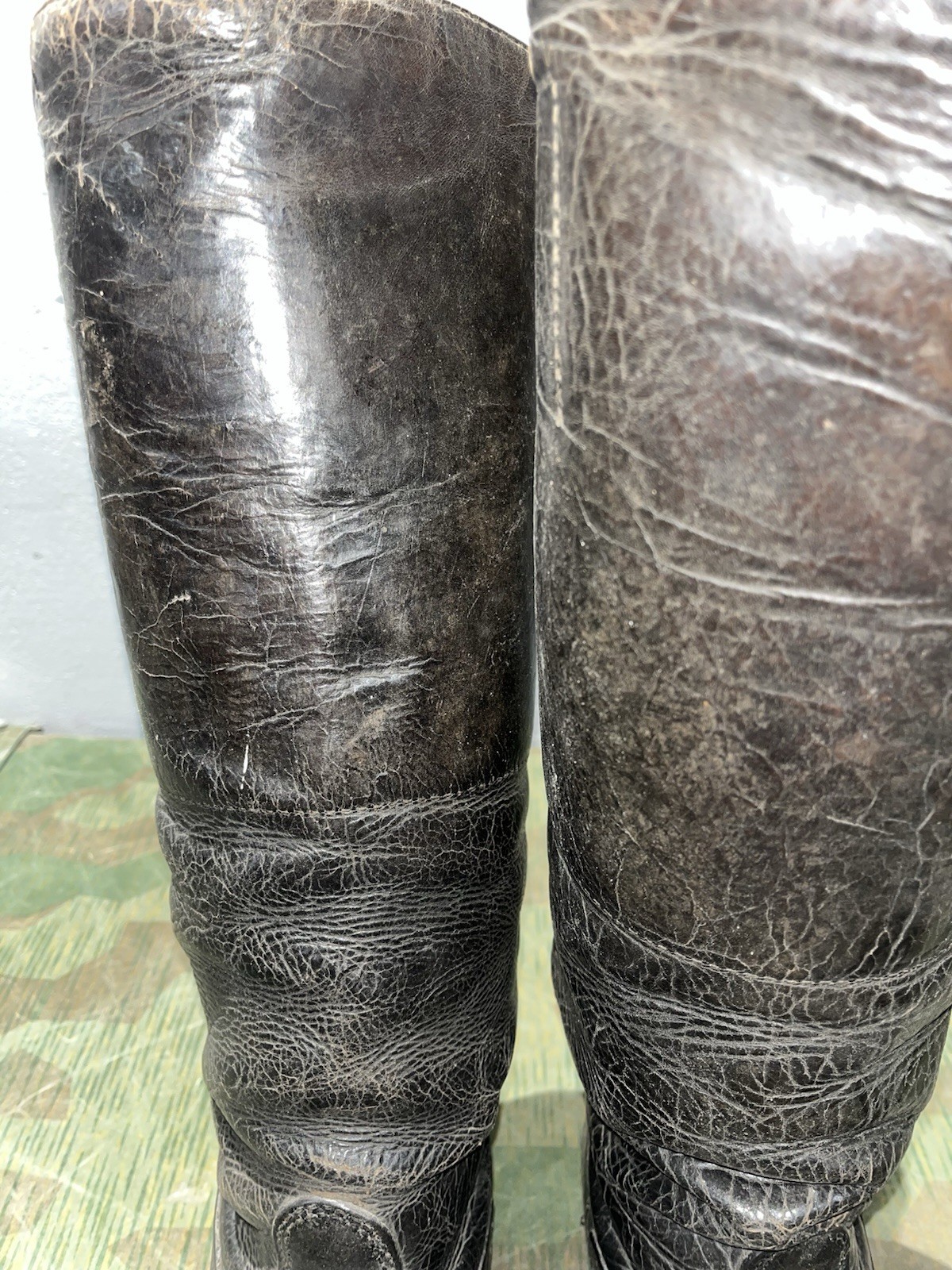 Size 8.5 Original WW2 German Uniform Combat / Marching Jack Boots W/ Hobnails - Image 13