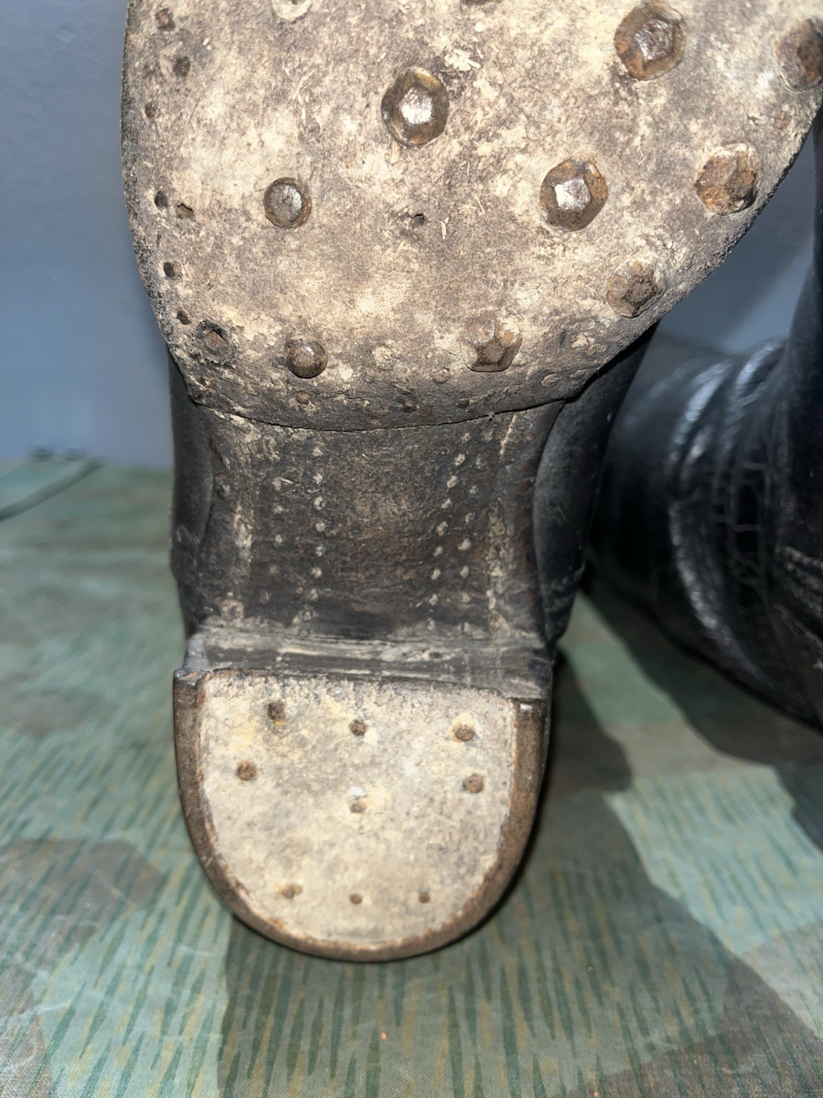 Size 8.5 Original WW2 German Uniform Combat / Marching Jack Boots W/ Hobnails - Image 17
