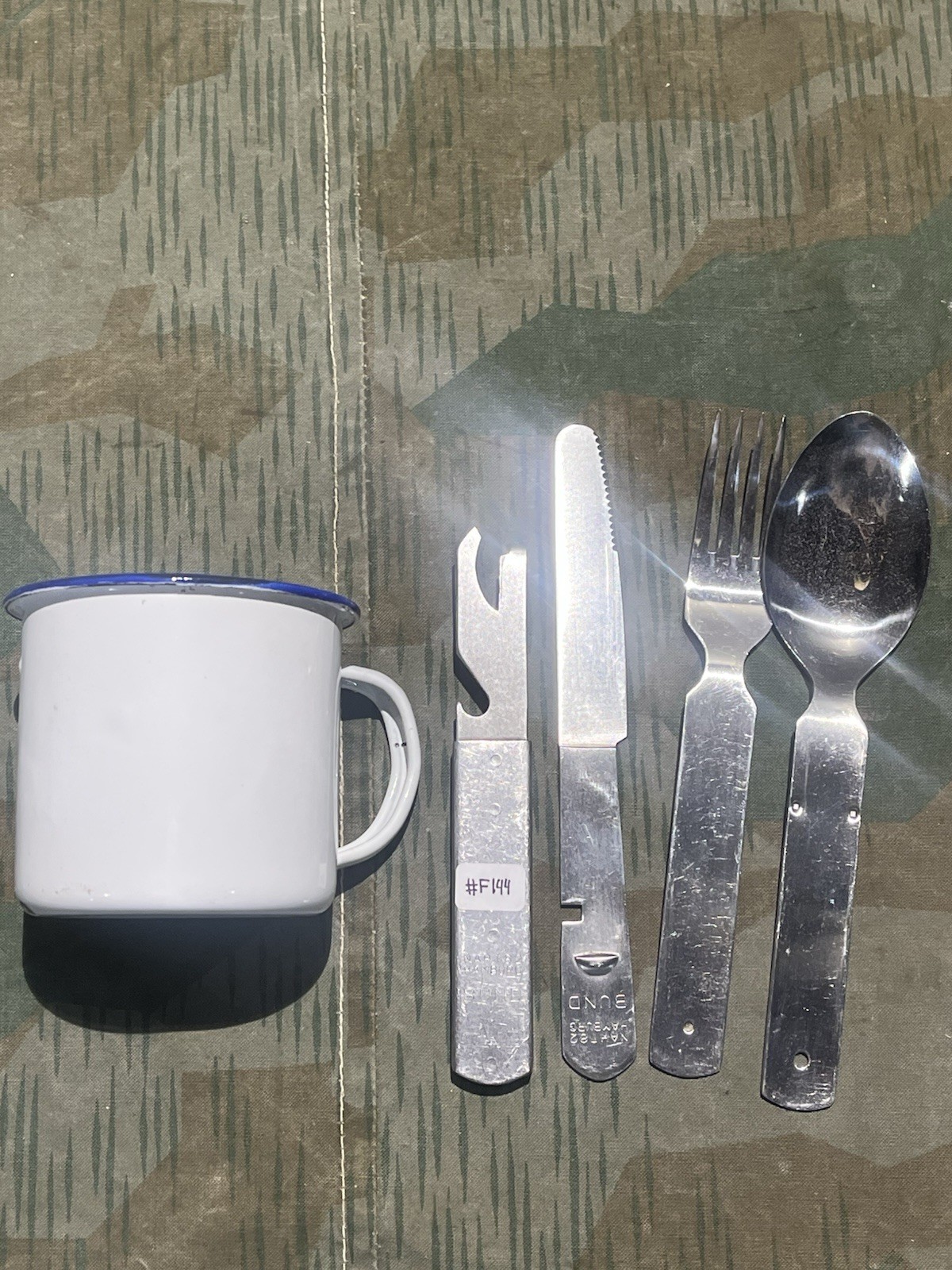 WW2 German Style Post War Uniform / Field Kitchen Enlisted Cutlery + Porcelain Cup