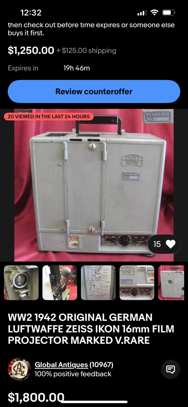 Original WW2 German FL Luftwaffe Marked Zeiss Ikon 16mm Film Projector - Image 3