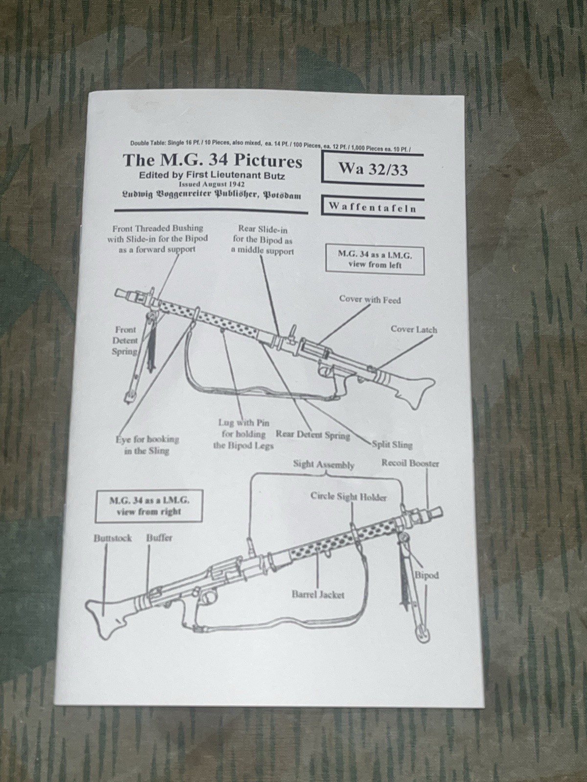 WW2 German Mg34 Schematics / Manual Reprint In English