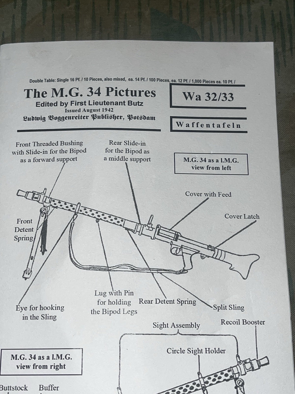WW2 German Mg34 Schematics / Manual Reprint In English - Image 3