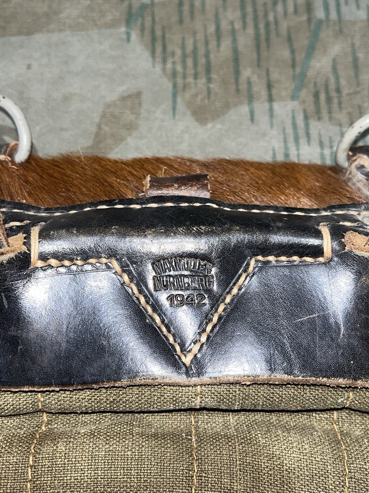 Original WW2 German Uniform M39 Pony Fur Tornister Backpack Marked 1942 - Image 2