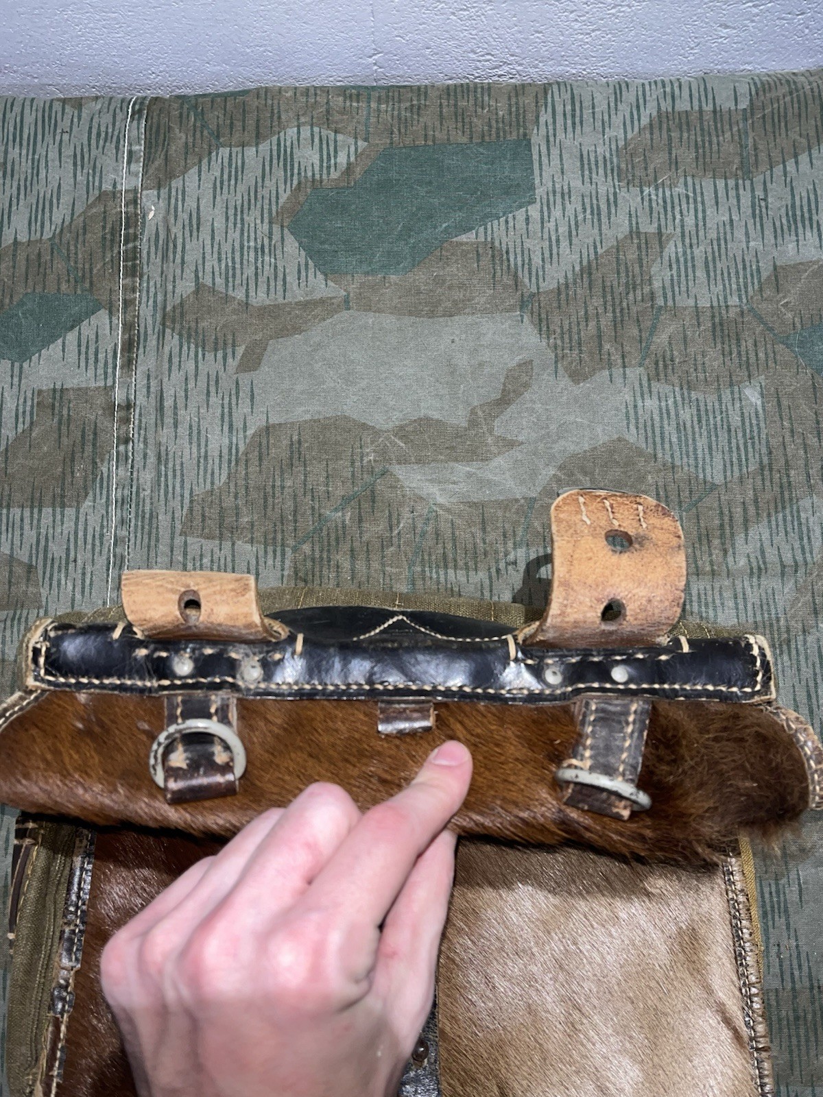 Original WW2 German Uniform M39 Pony Fur Tornister Backpack Marked 1942 - Image 10