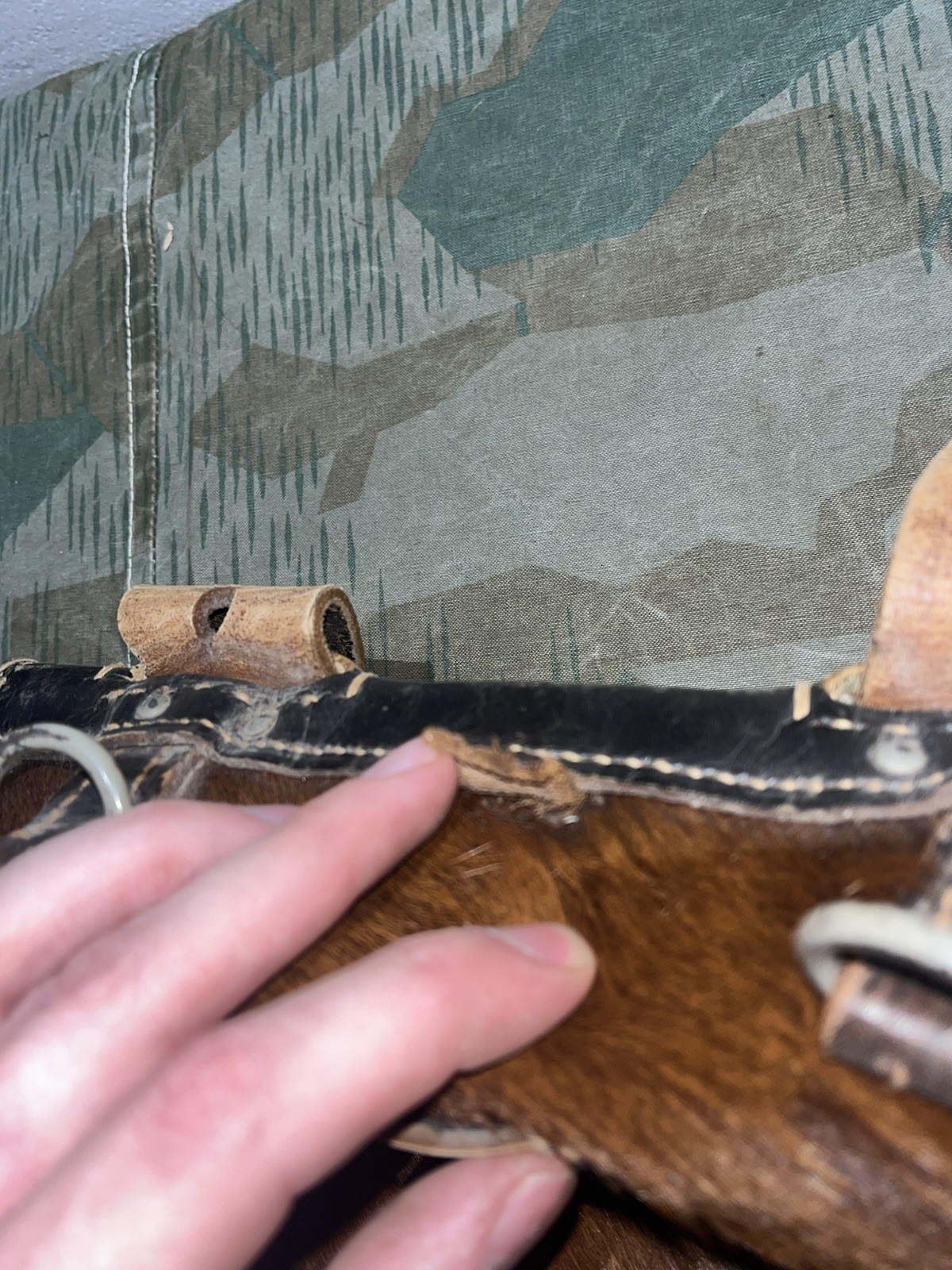 Original WW2 German Uniform M39 Pony Fur Tornister Backpack Marked 1942 - Image 11