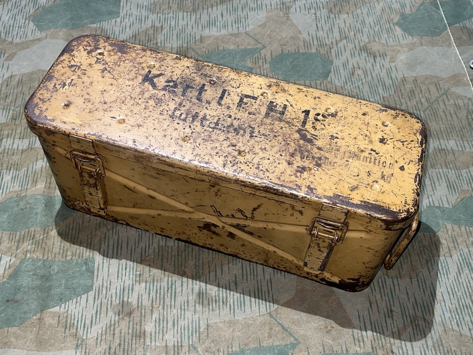 Original WW2 German Kart L.F.H. 18 Howitzer Munitions Container Ordnance Tan Painted Dunkelgelb