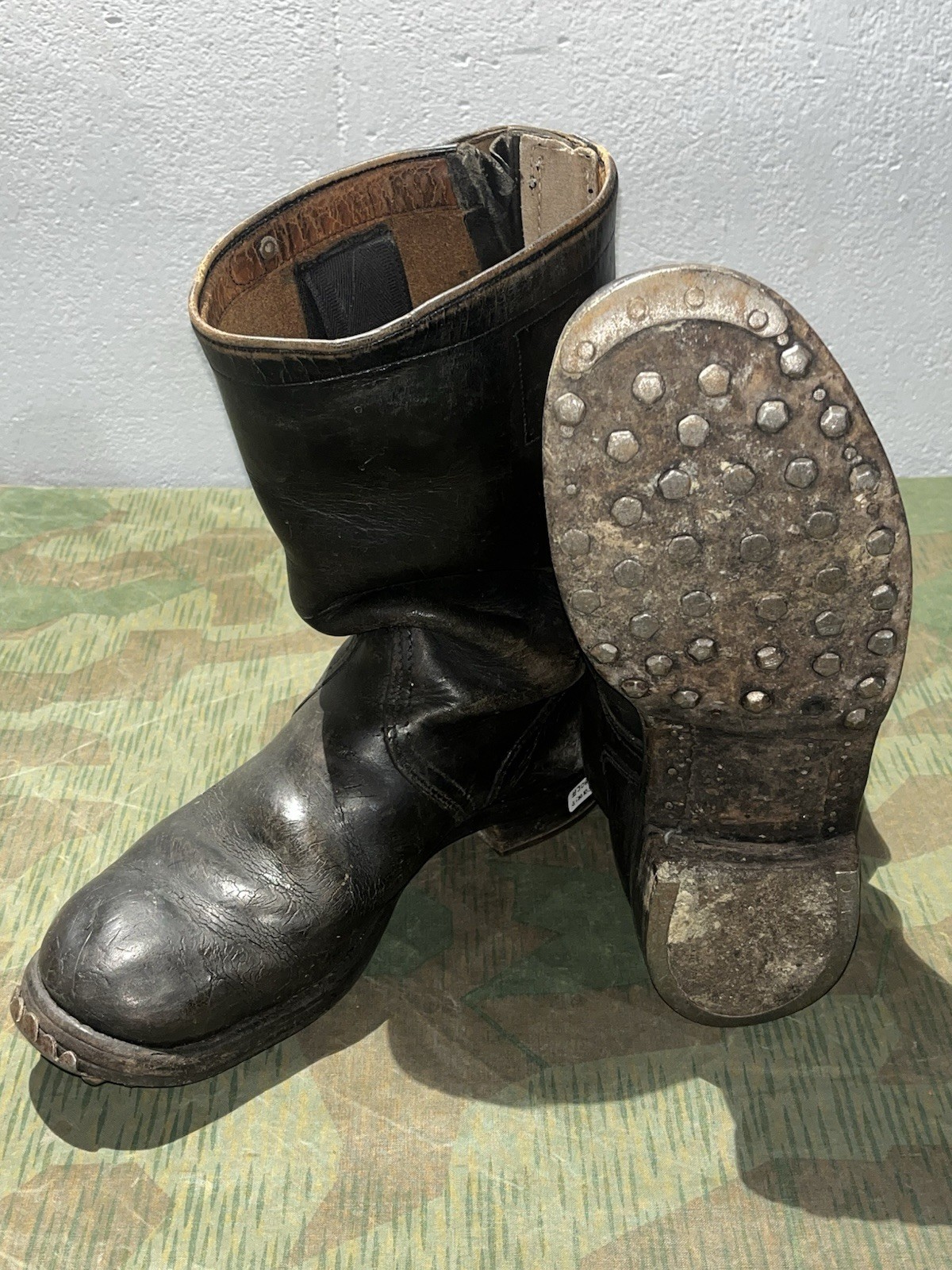 Size 10.5 Original WW2 German Uniform Combat / Marching Jack Boots w/ Hobnails