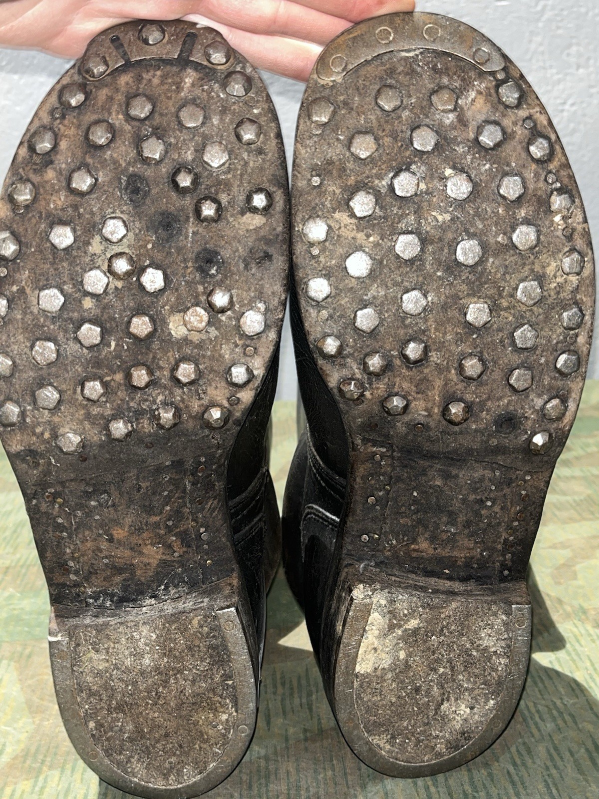 Size 10.5 Original WW2 German Uniform Combat / Marching Jack Boots w/ Hobnails - Image 18