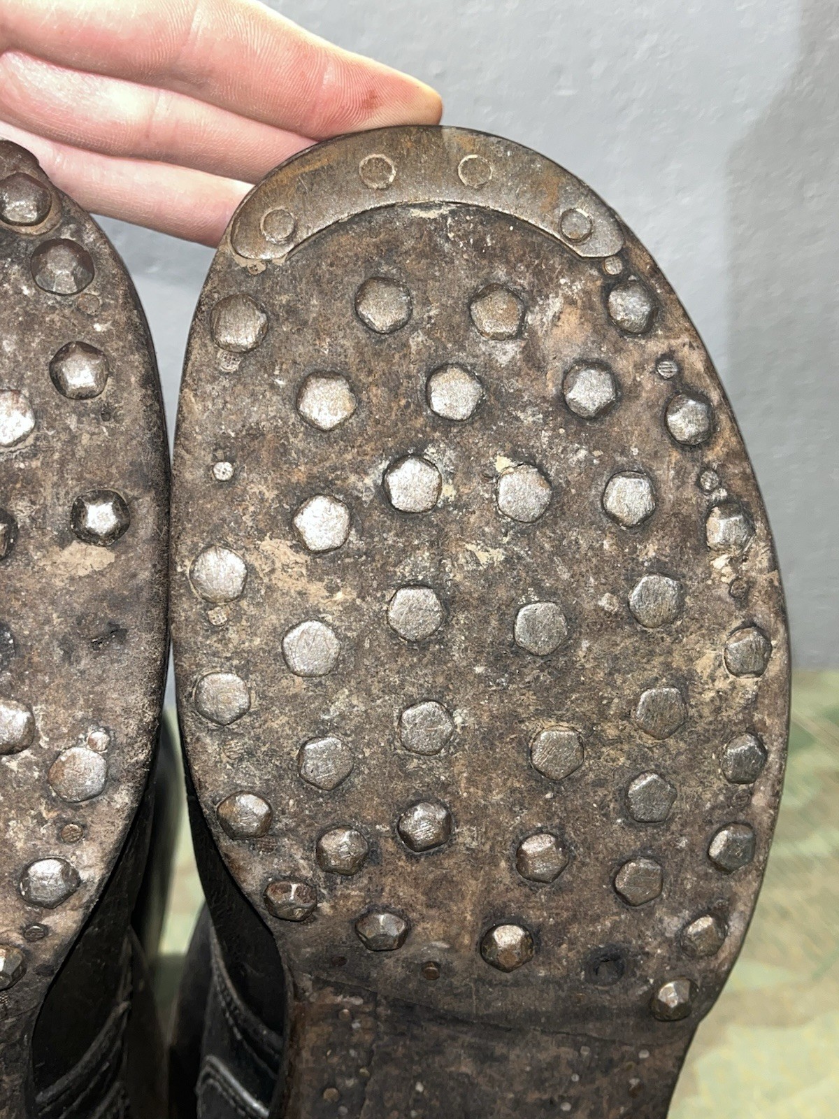 Size 10.5 Original WW2 German Uniform Combat / Marching Jack Boots w/ Hobnails - Image 20