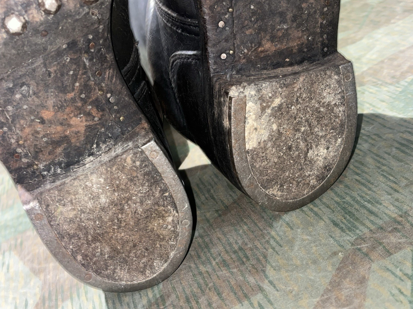 Size 10.5 Original WW2 German Uniform Combat / Marching Jack Boots w/ Hobnails - Image 21