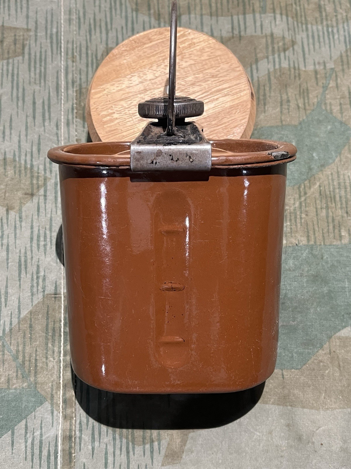 Original WW2 German Fuerhand Enamel Fuel Tin for Kubelwagen