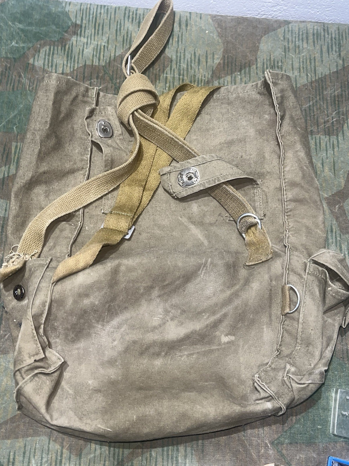 Post WW2 German Gas Mask Storage Bag w/ Accessories / Spare Parts - Image 8