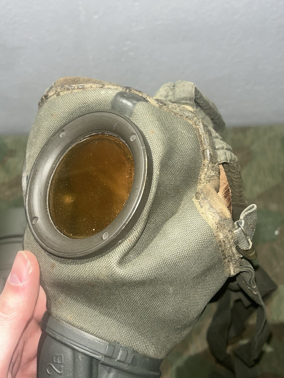 Original WW2 German GM30 Gas Mask, Filter, & Canister Marked 1938 - Image 3