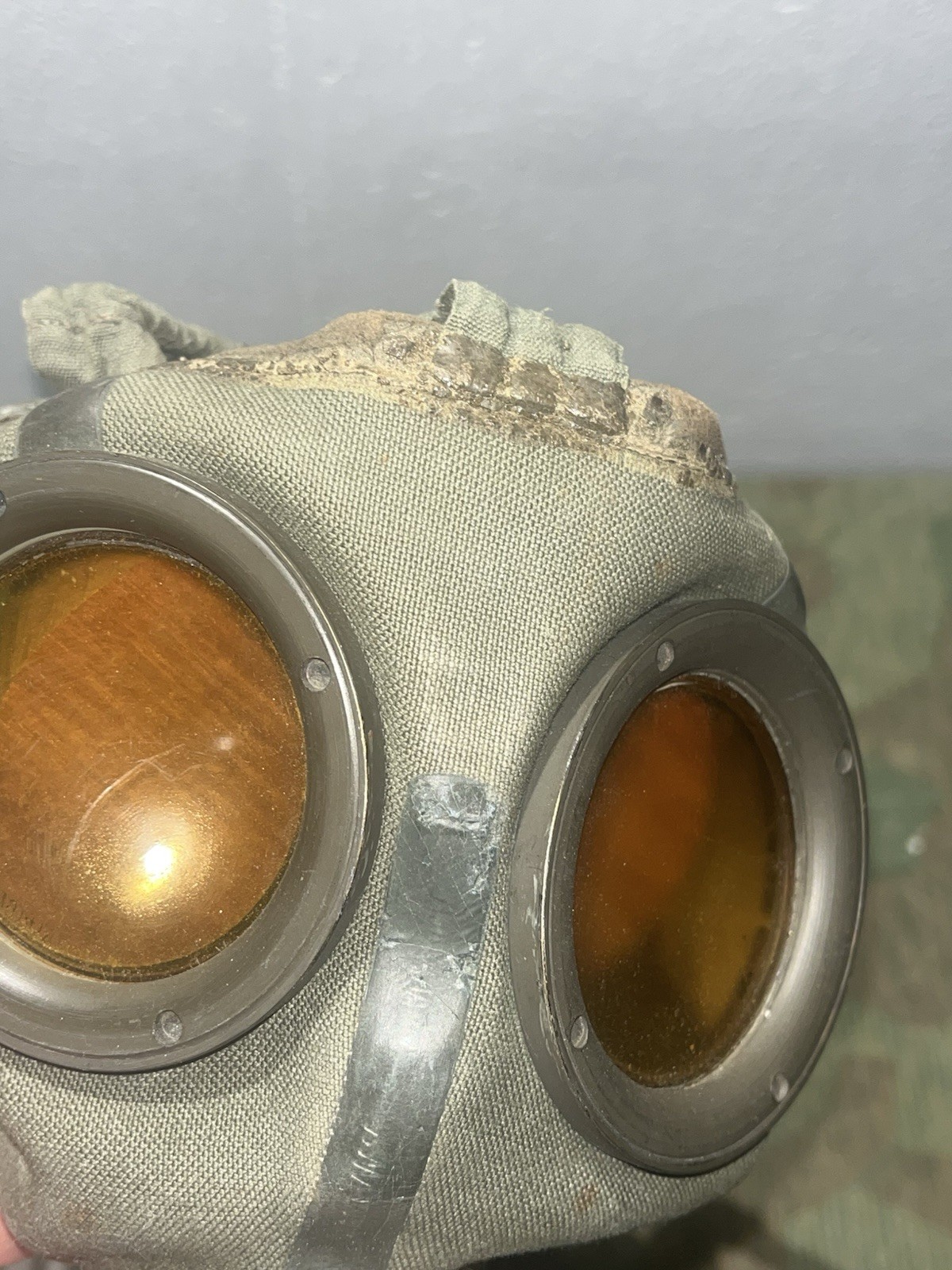 Original WW2 German GM30 Gas Mask, Filter, & Canister Marked 1938 - Image 5