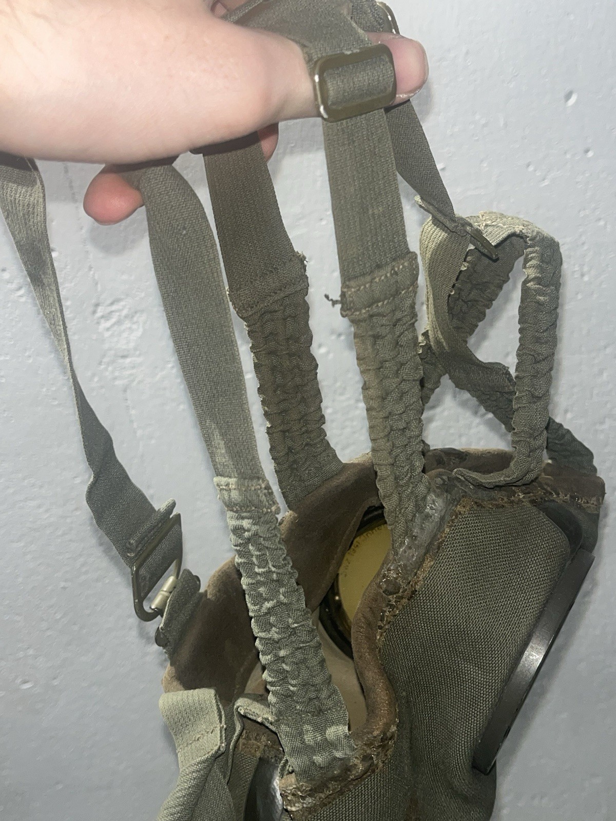 Original WW2 German GM30 Gas Mask, Filter, & Canister Marked 1938 - Image 7
