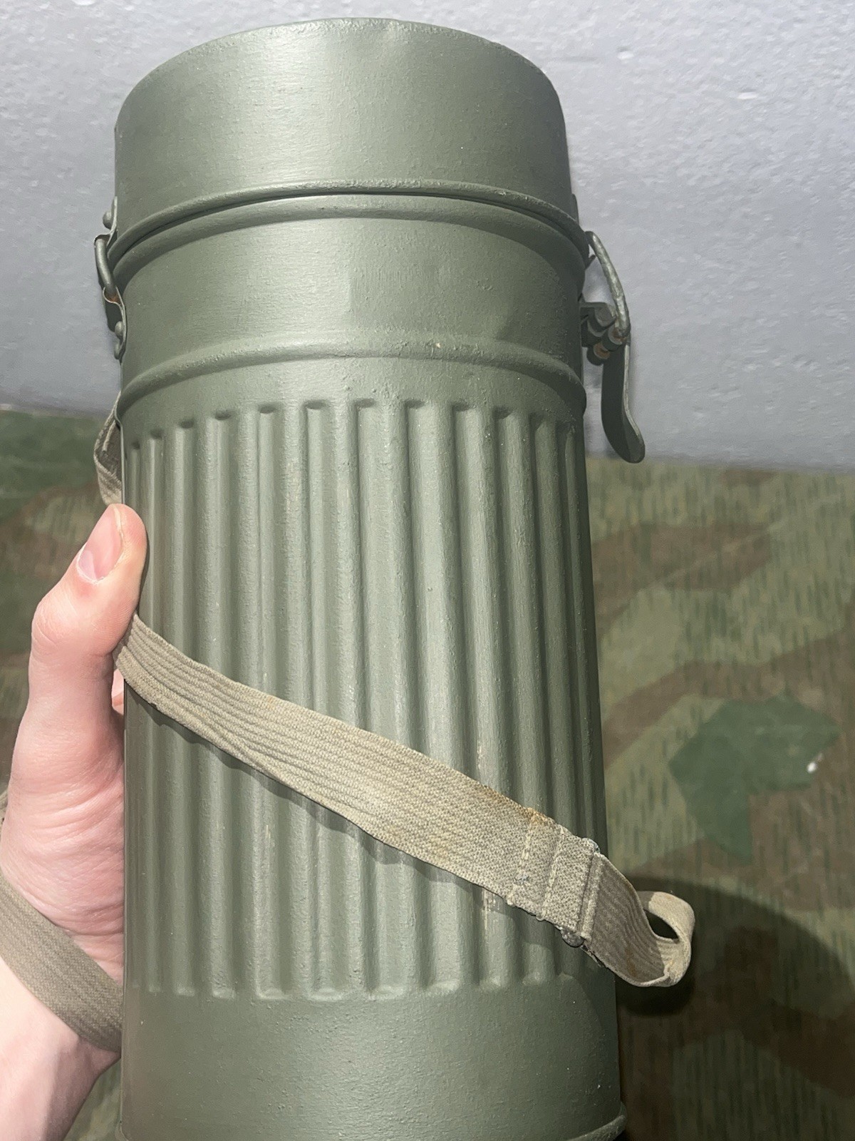 Original WW2 German GM30 Gas Mask, Filter, & Canister Marked 1938 - Image 18