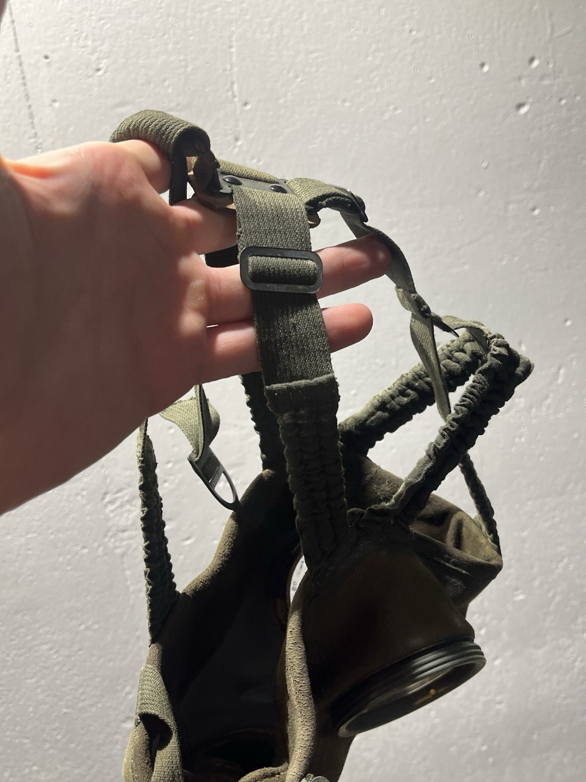 Original WW2 German GM30 Gas Mask, Filter, & Canister Marked Auer - Image 7