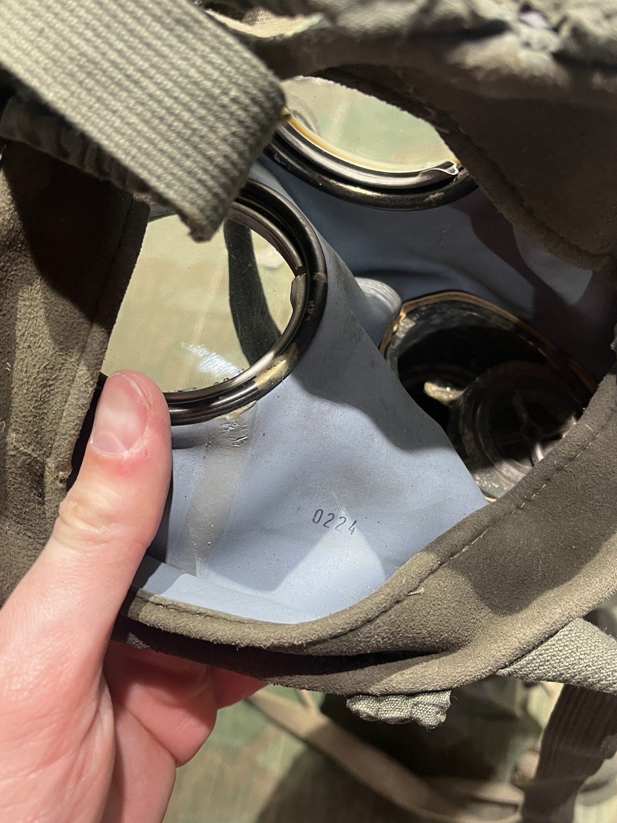 Original WW2 German GM30 Gas Mask, Filter, & Canister Marked Auer - Image 10
