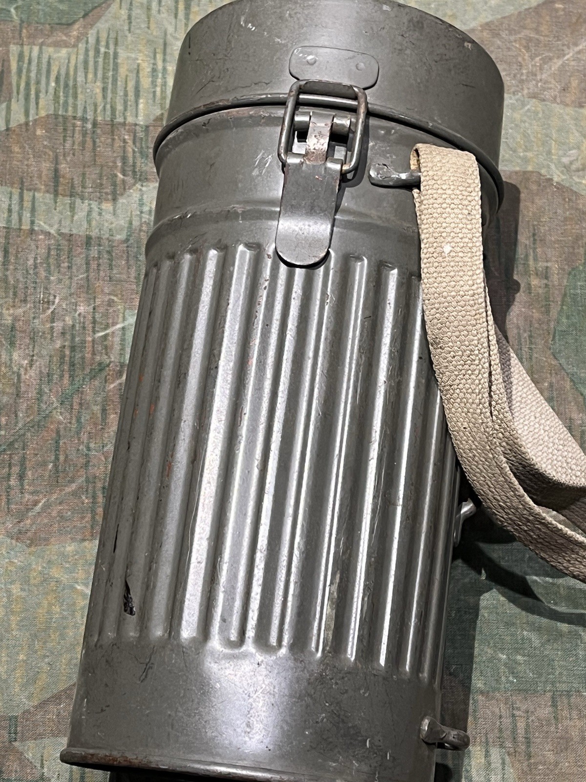 Original WW2 German GM30 Gas Mask, Filter, & Canister Marked Auer - Image 15