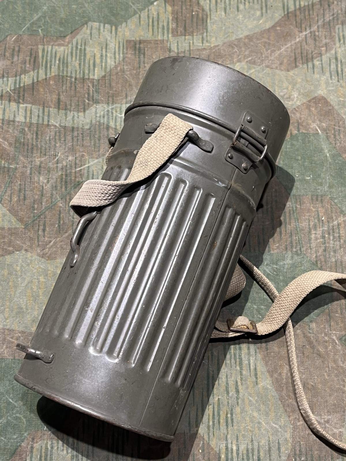 Original WW2 German GM30 Gas Mask, Filter, & Canister Marked Auer - Image 19