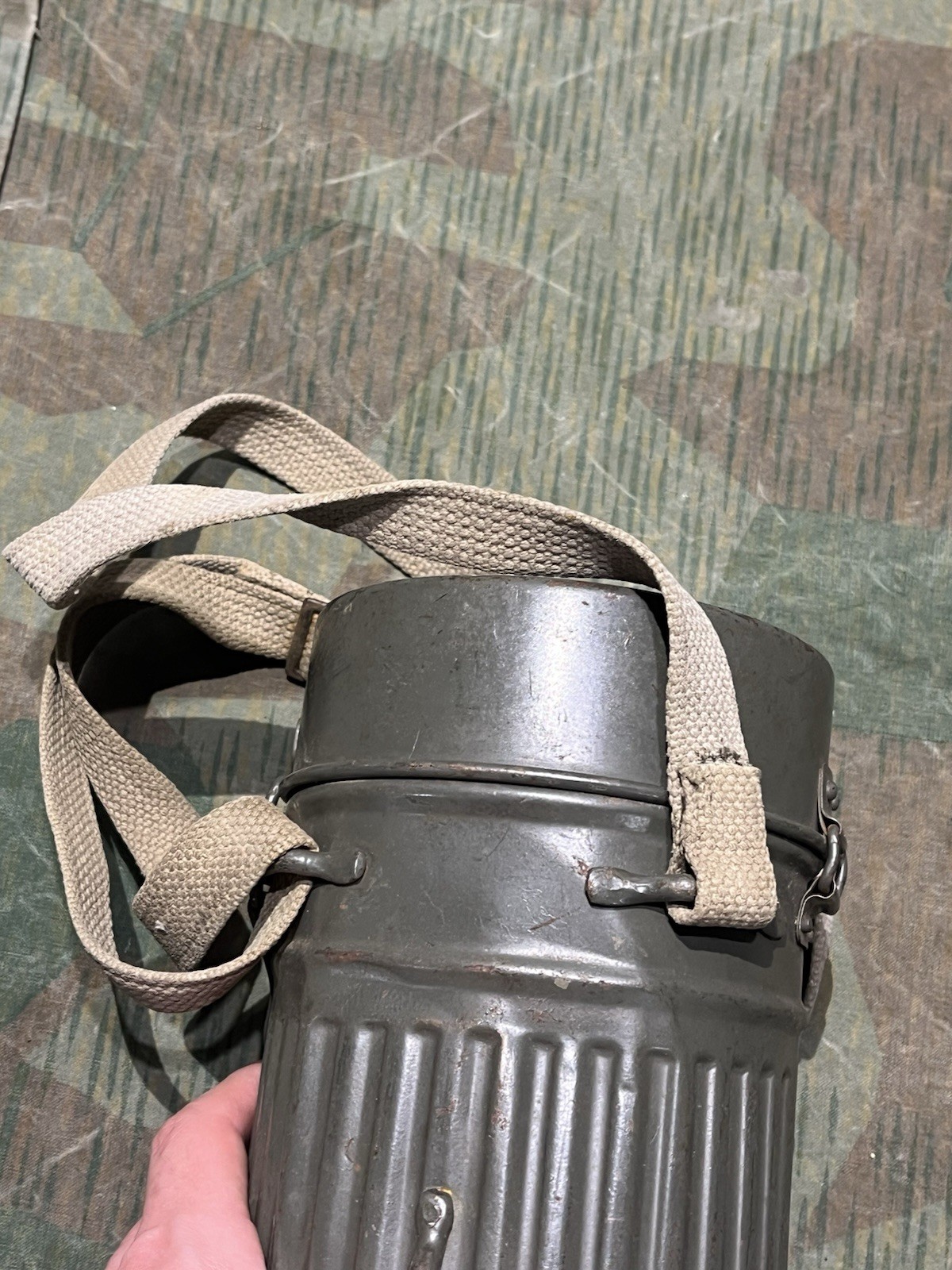 Original WW2 German GM30 Gas Mask, Filter, & Canister Marked Auer - Image 20
