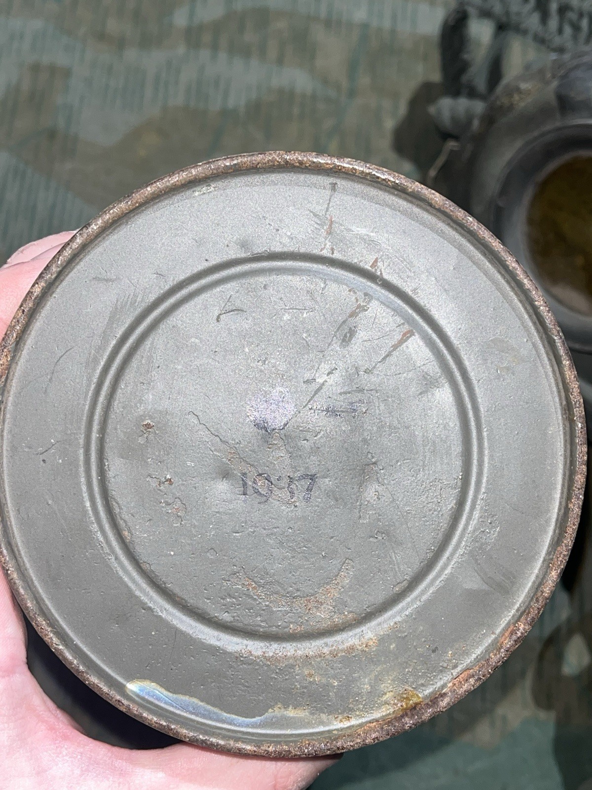 Original WW2 German GM30 Gas Mask, Filter, & Canister Marked JOHNA-G 1934 - Image 6