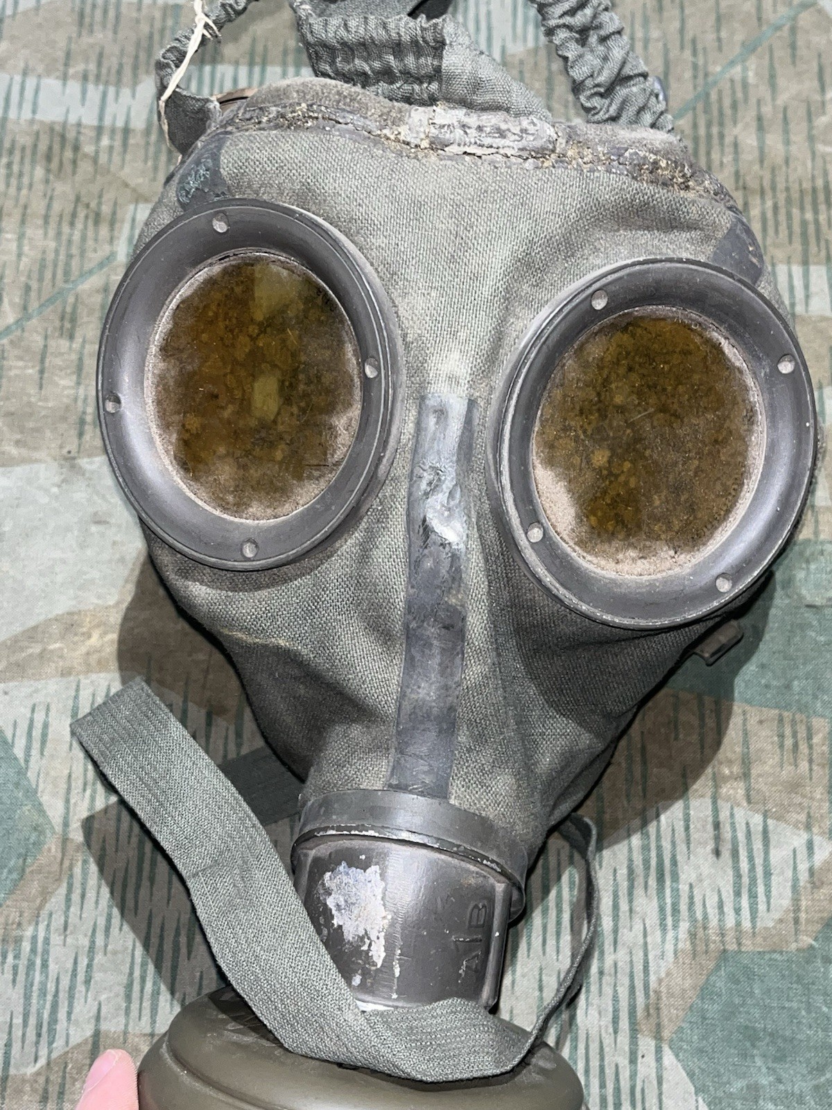 Original WW2 German GM30 Gas Mask, Filter, & Canister Marked JOHNA-G 1934 - Image 13