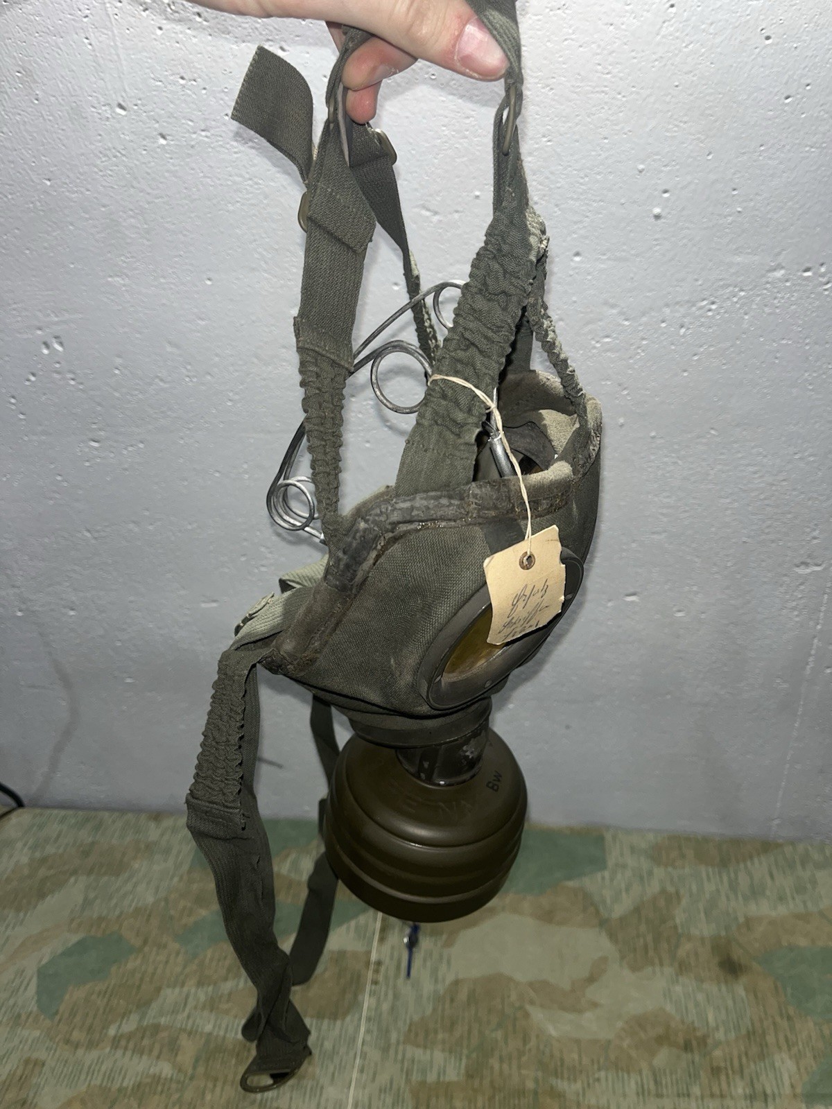 Original WW2 German GM30 Gas Mask, Filter, & Canister Marked JOHNA-G 1934 - Image 16