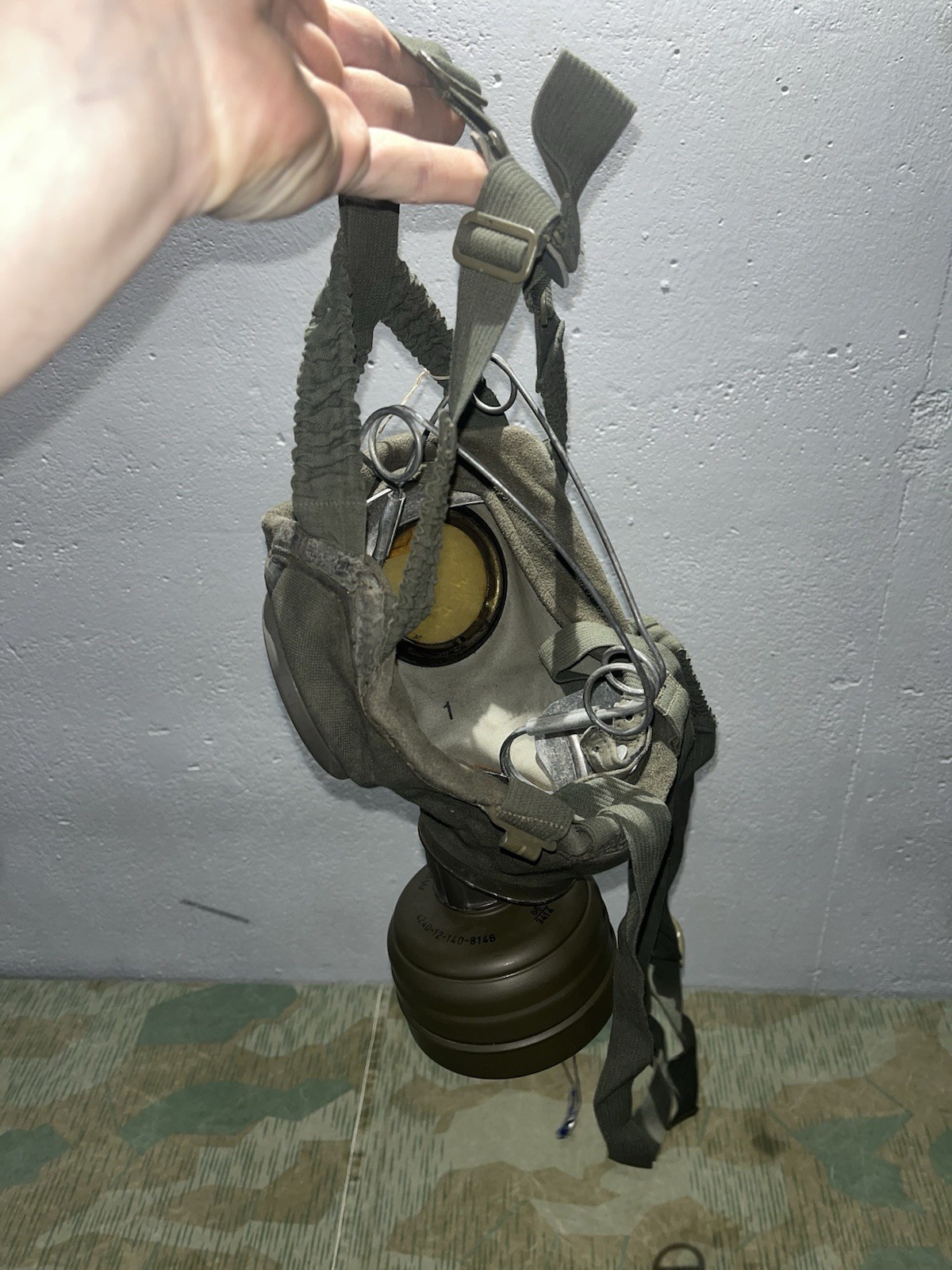 Original WW2 German GM30 Gas Mask, Filter, & Canister Marked JOHNA-G 1934 - Image 17