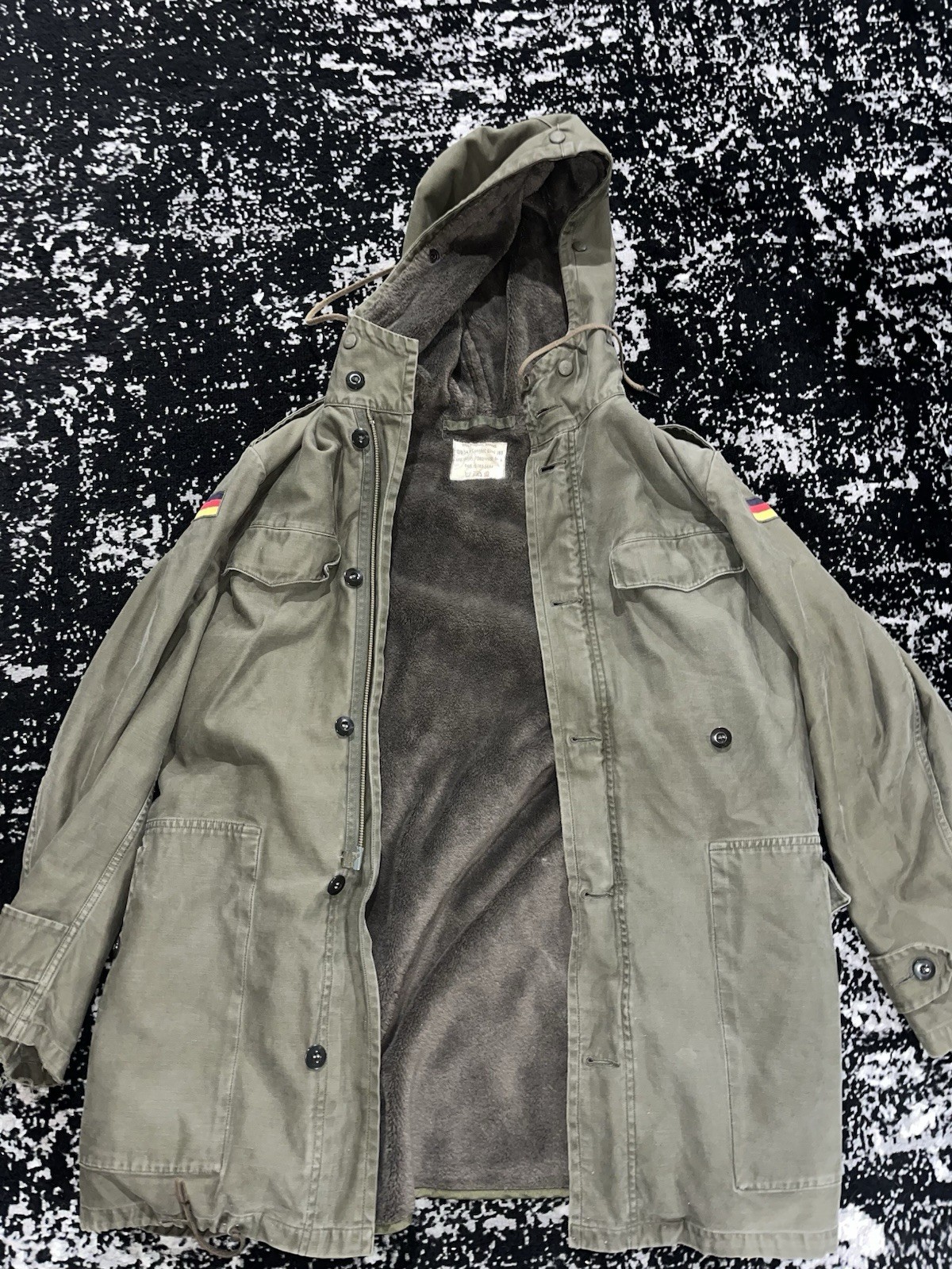 Post WW2 German Bundeswehr Flag Coat Parka Fleece Lined Size Medium