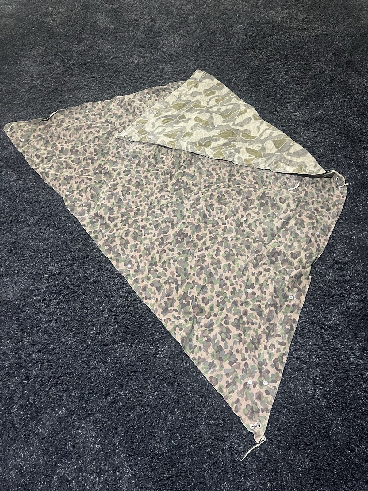 Post WW2 Austrian Pea Dot Camo Reversible Zeltbahn Poncho Tent Original Used