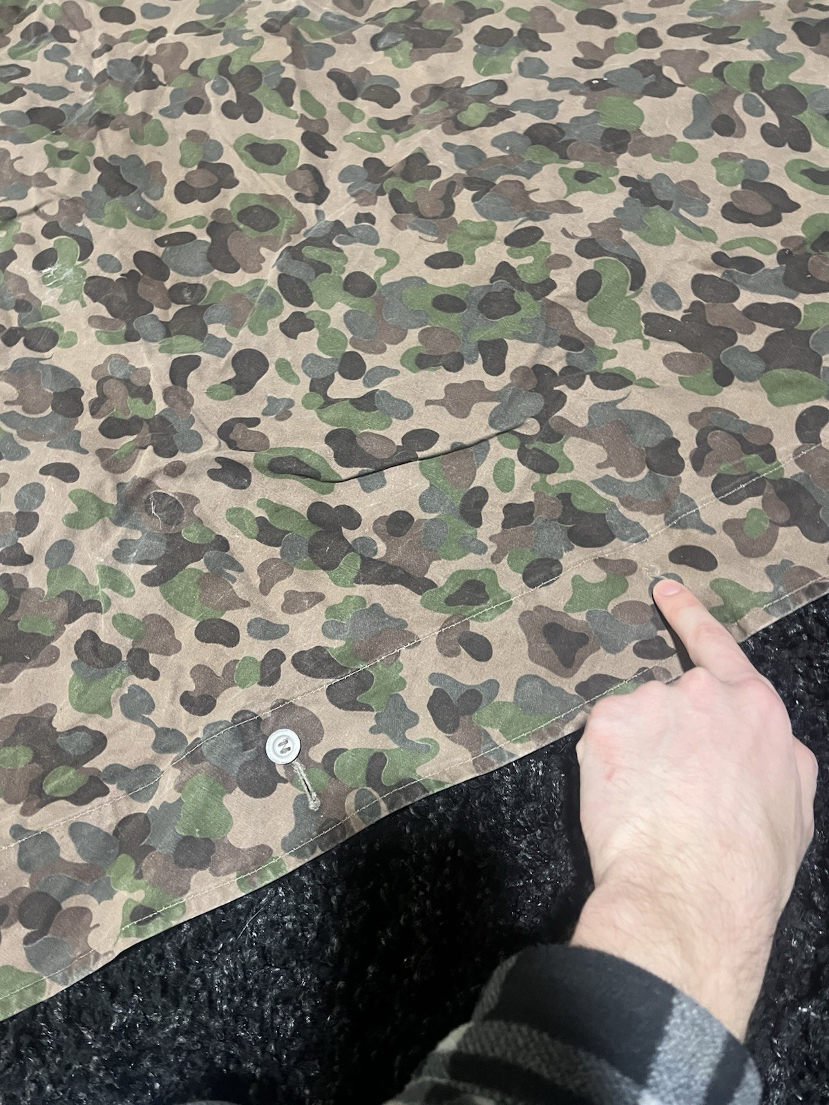 Post WW2 Austrian Pea Dot Camo Reversible Zeltbahn Poncho Tent Original Used - Image 7