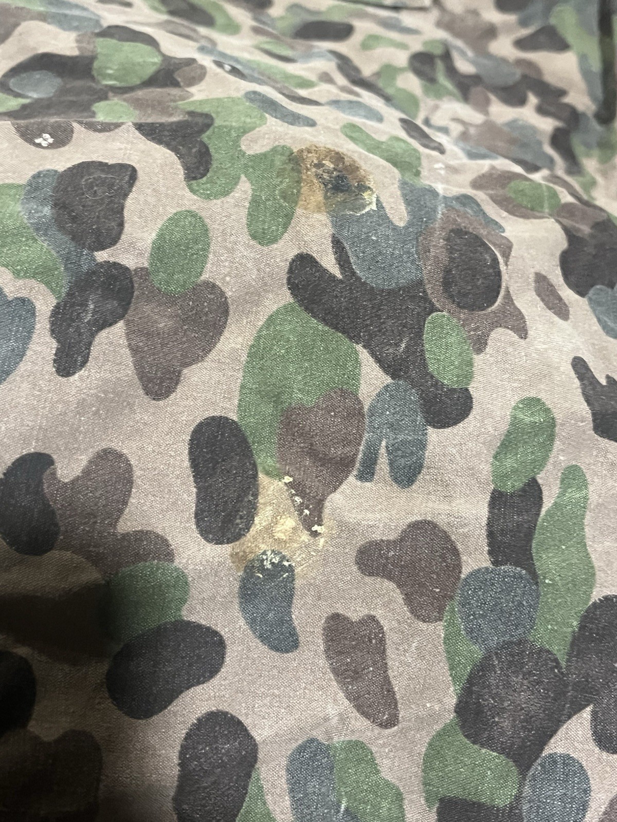 Post WW2 Austrian Pea Dot Camo Reversible Zeltbahn Poncho Tent Original Used - Image 8
