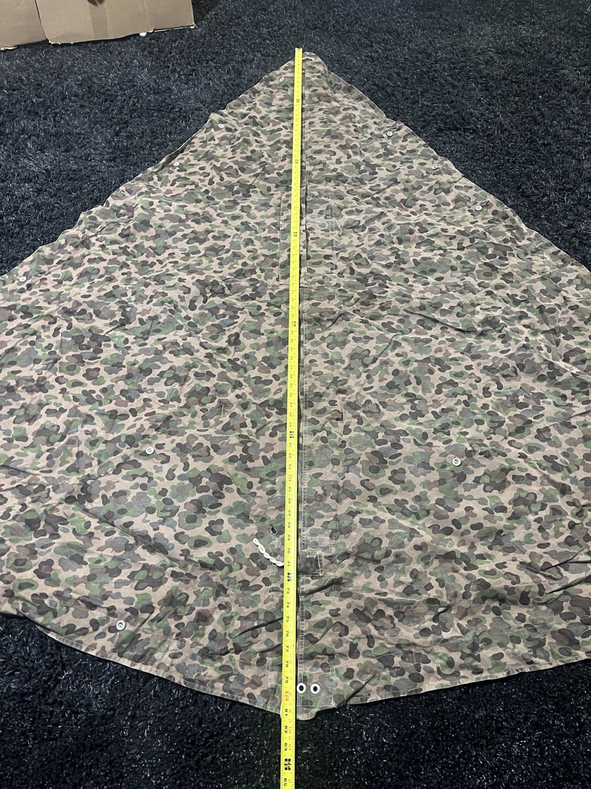 Post WW2 Austrian Pea Dot Camo Reversible Zeltbahn Poncho Tent Original Used - Image 11