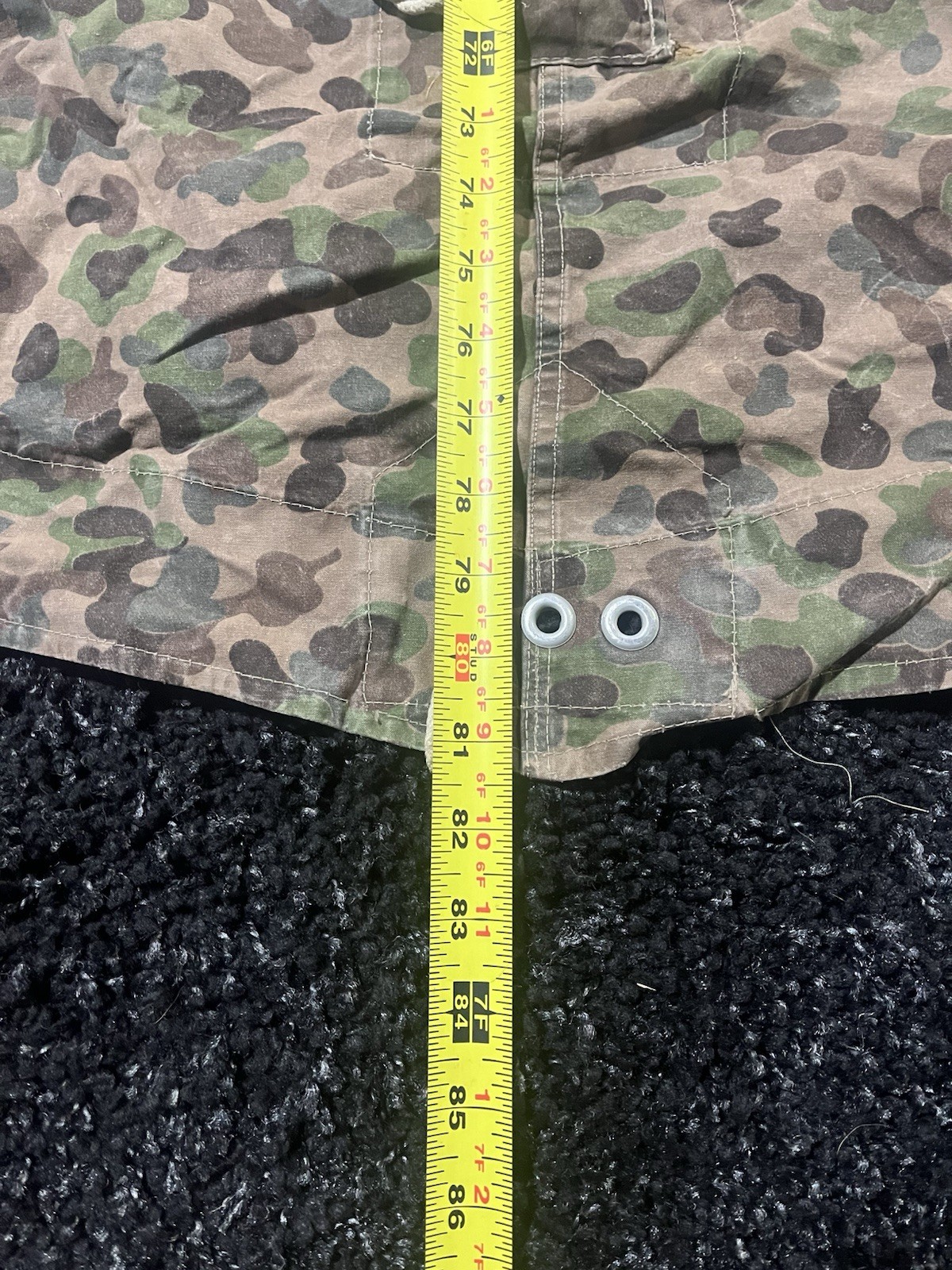 Post WW2 Austrian Pea Dot Camo Reversible Zeltbahn Poncho Tent Original Used - Image 12