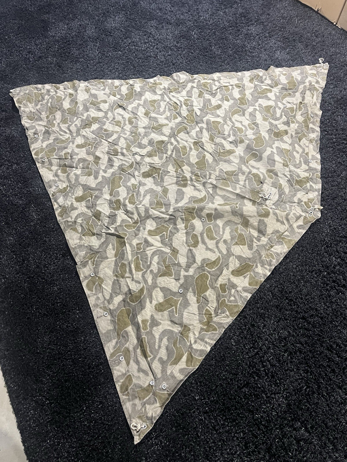 Post WW2 Austrian Pea Dot Camo Reversible Zeltbahn Poncho Tent Original Used - Image 15